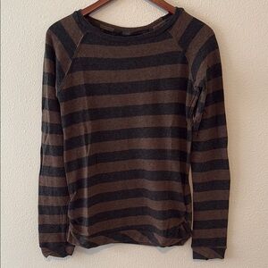Merritt Charles Brown and Black Striped Crew Neck Sweater